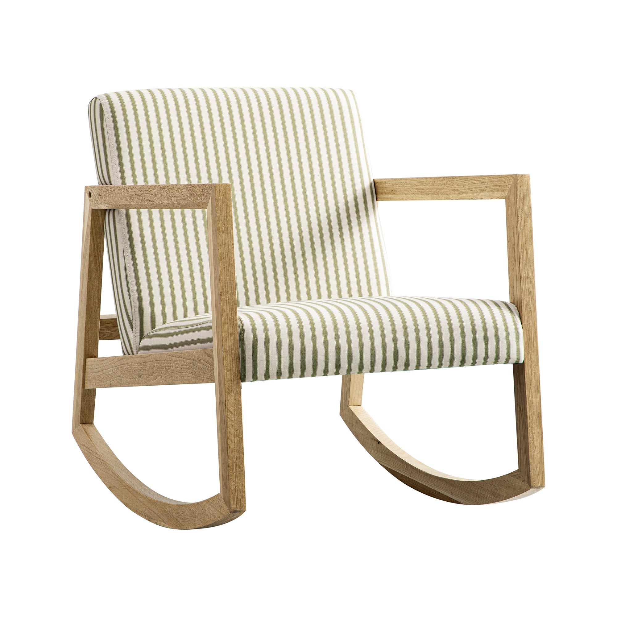 Fyne Sage Striped Linen Blend Natural Oak Rocking Armchair
