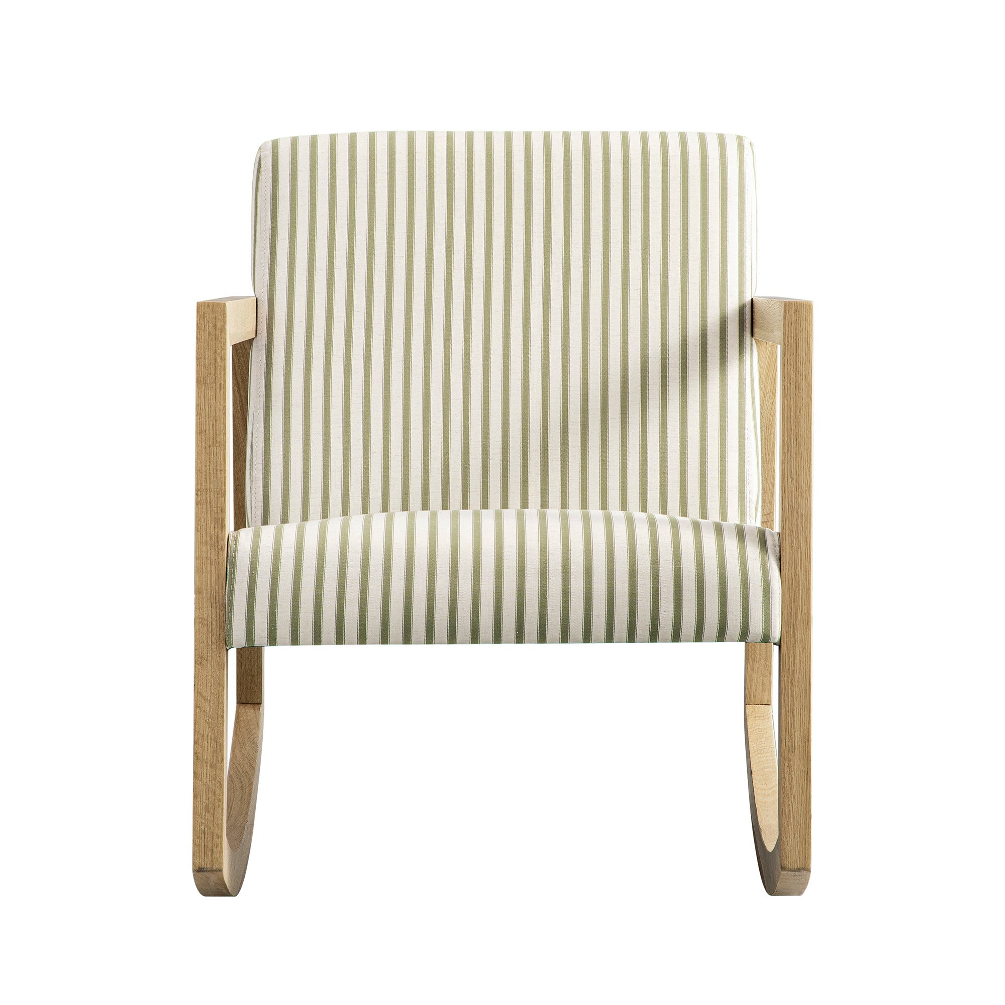 Fyne Sage Striped Linen Blend Natural Oak Rocking Armchair