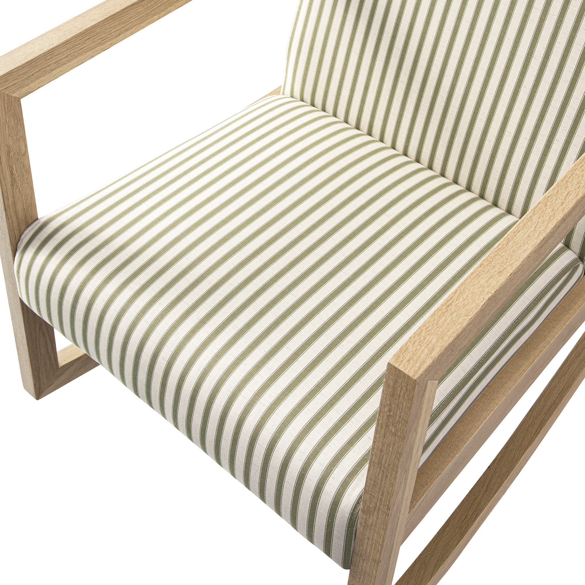 Fyne Sage Striped Linen Blend Natural Oak Rocking Armchair