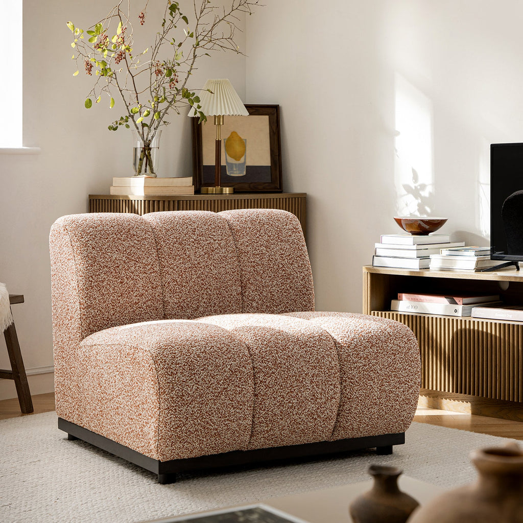 Granvia Musk Blush Boucle Modular Sofa, 1-Seater Armless Sofa