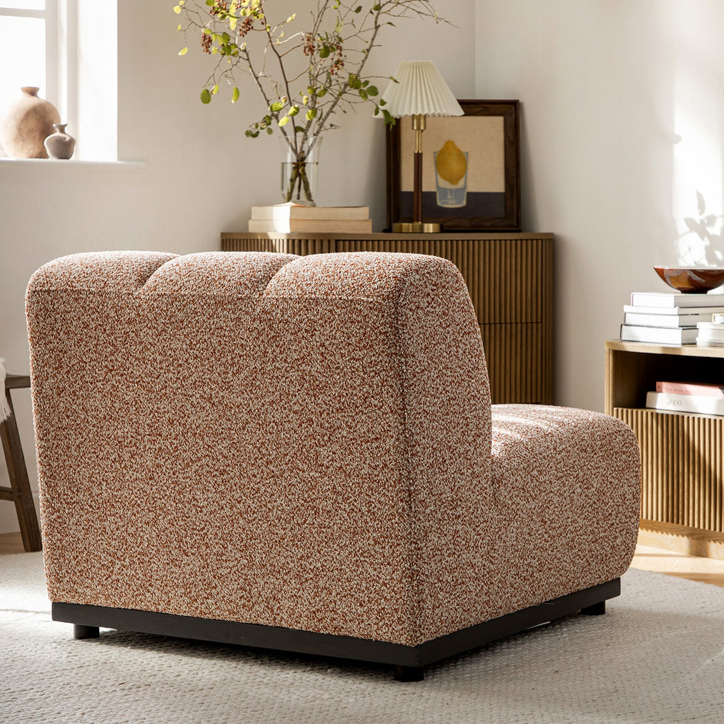 Granvia Musk Blush Boucle Modular Sofa, 1-Seater Armless Sofa