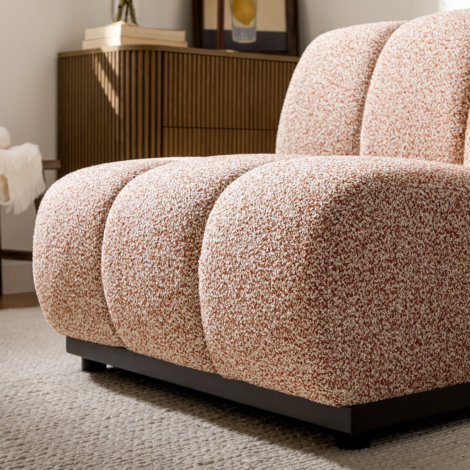 Granvia Musk Blush Boucle Modular Sofa, 1-Seater Armless Sofa