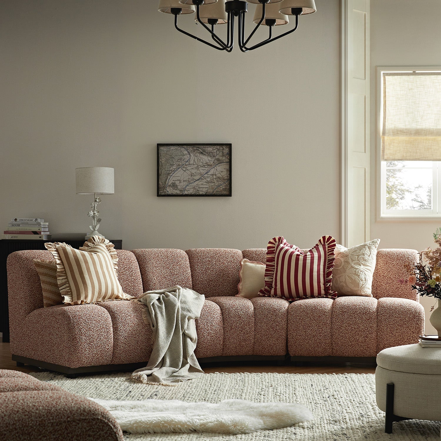 Granvia Musk Blush Boucle Modular Sofa, 3-Seater Corner Sofa