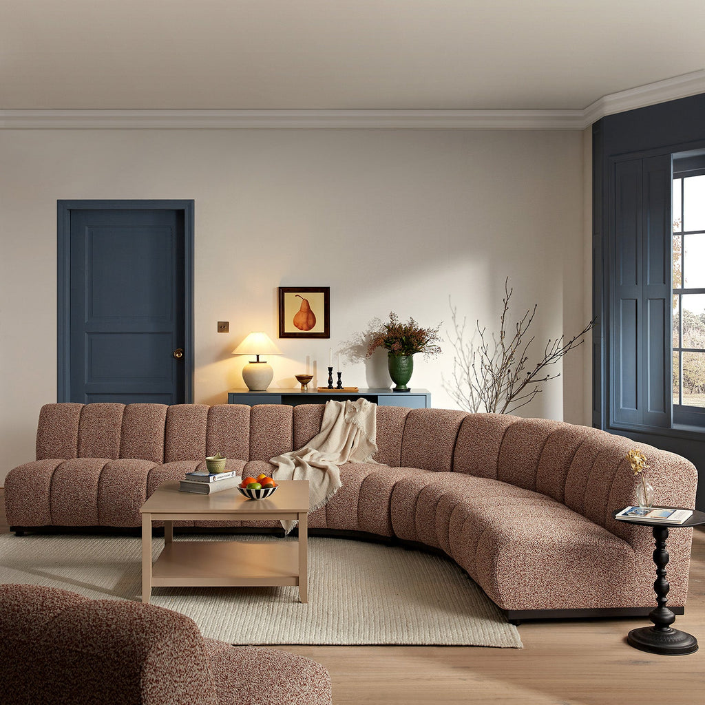 Granvia Musk Blush Boucle Modular Sofa, 5-Seater Grand L-Shaped Sofa