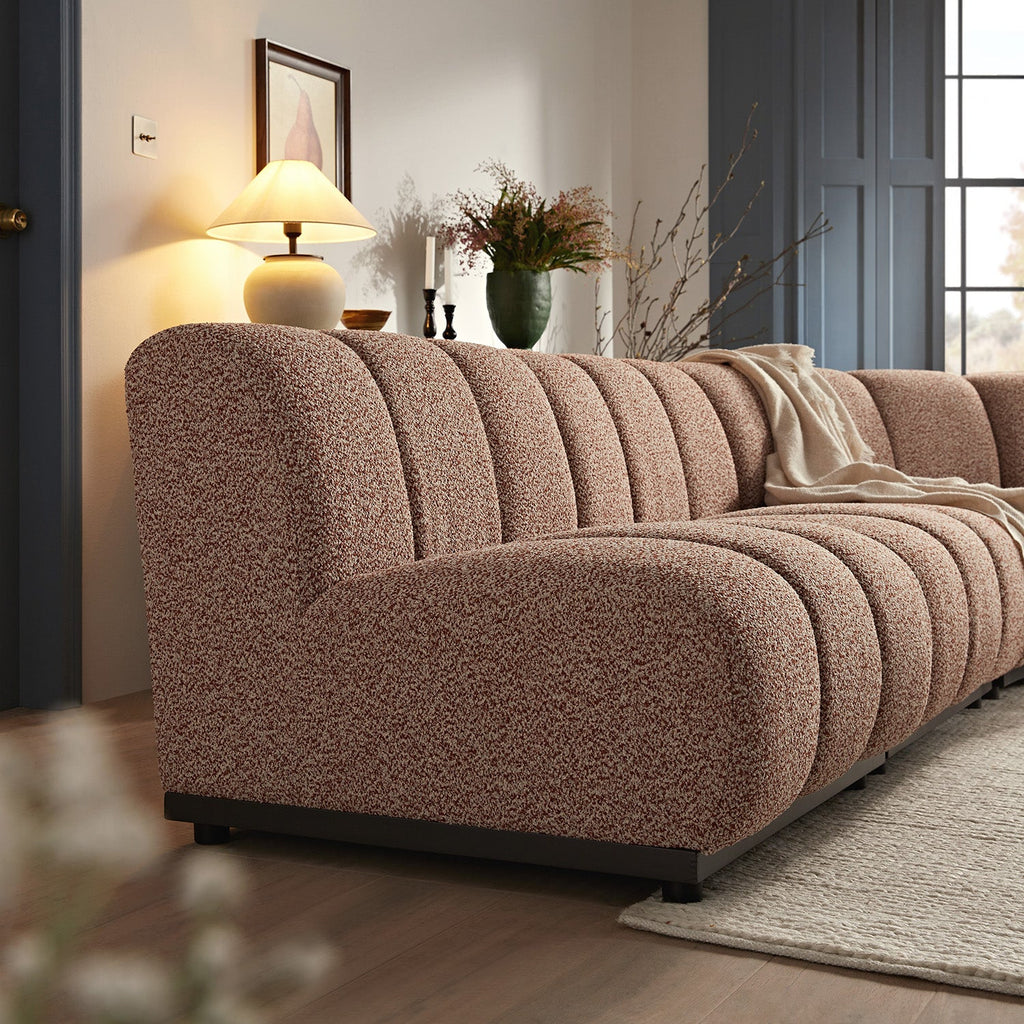 Granvia Musk Blush Boucle Modular Sofa, 5-Seater Grand L-Shaped Sofa