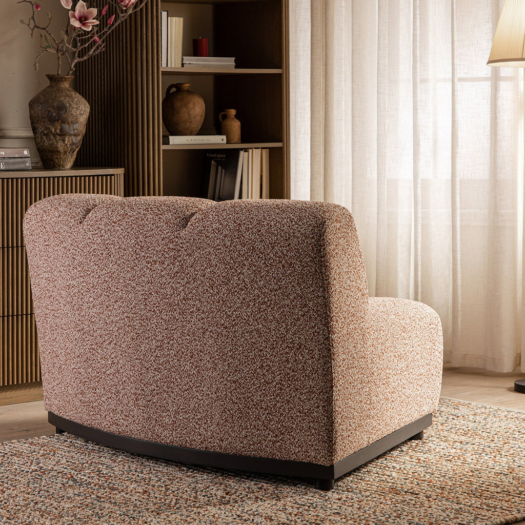 Granvia Musk Blush Boucle Modular Sofa, 1-Seater Curved Sofa