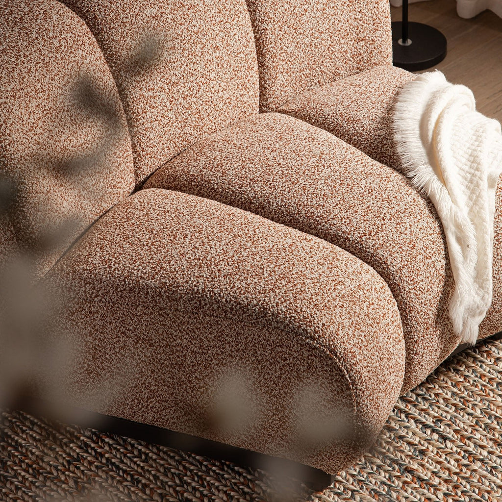 Granvia Musk Blush Boucle Modular Sofa, 1-Seater Curved Sofa