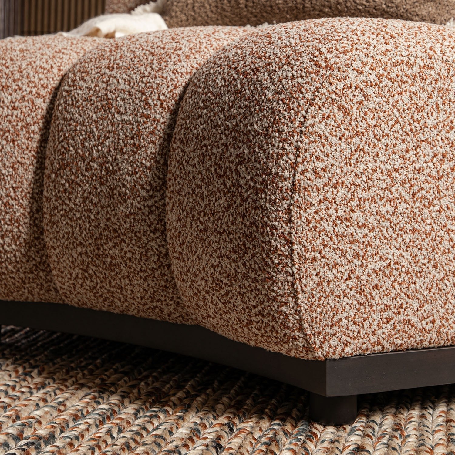 Granvia Musk Blush Boucle Modular Sofa, 1-Seater Curved Sofa