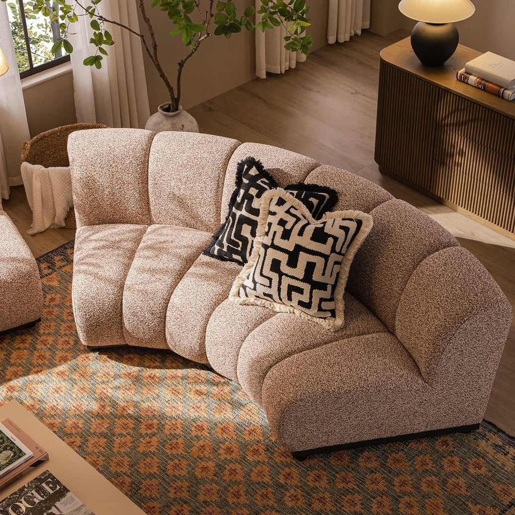 Granvia Musk Blush Boucle Modular Sofa, 2-Seater Curved Sofa