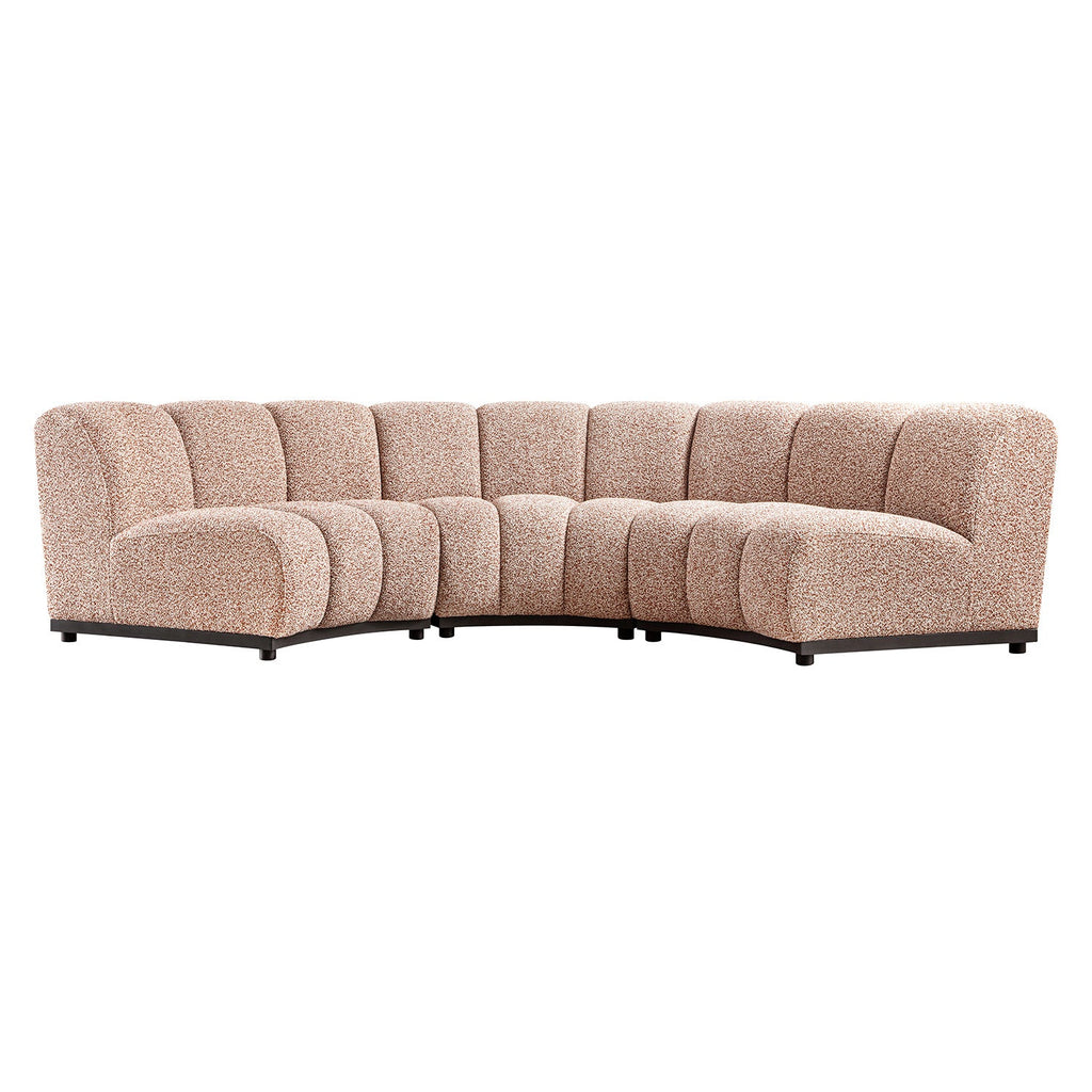 Granvia Musk Blush Boucle Modular Sofa, 3-Seater Curved Sofa