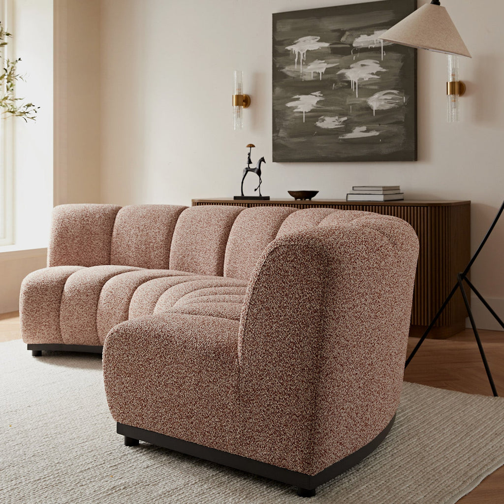 Granvia Musk Blush Boucle Modular Sofa, 3-Seater Curved Sofa