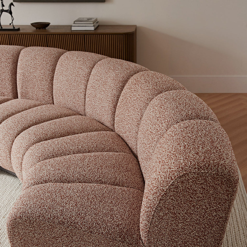 Granvia Musk Blush Boucle Modular Sofa, 3-Seater Curved Sofa