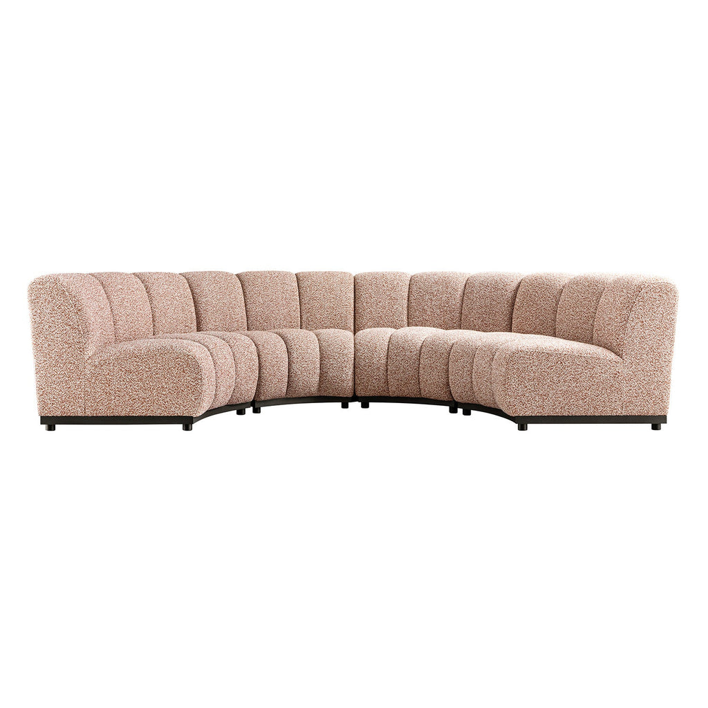 Granvia Musk Blush Boucle Modular Sofa, 4-Seater Half Circle Sofa
