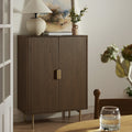 Richmond Ridged Highboard Storage Cabinet, Dark Ash