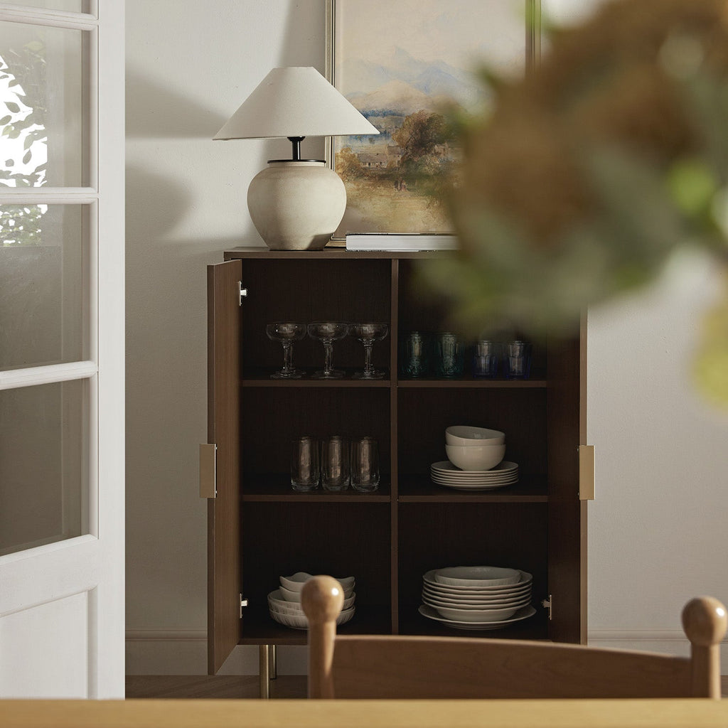 Richmond Ridged Highboard Storage Cabinet, Dark Ash