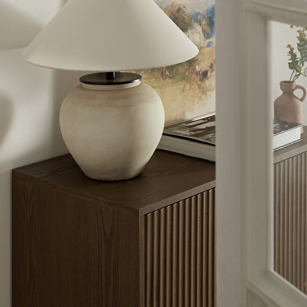 Richmond Ridged Highboard Storage Cabinet, Dark Ash