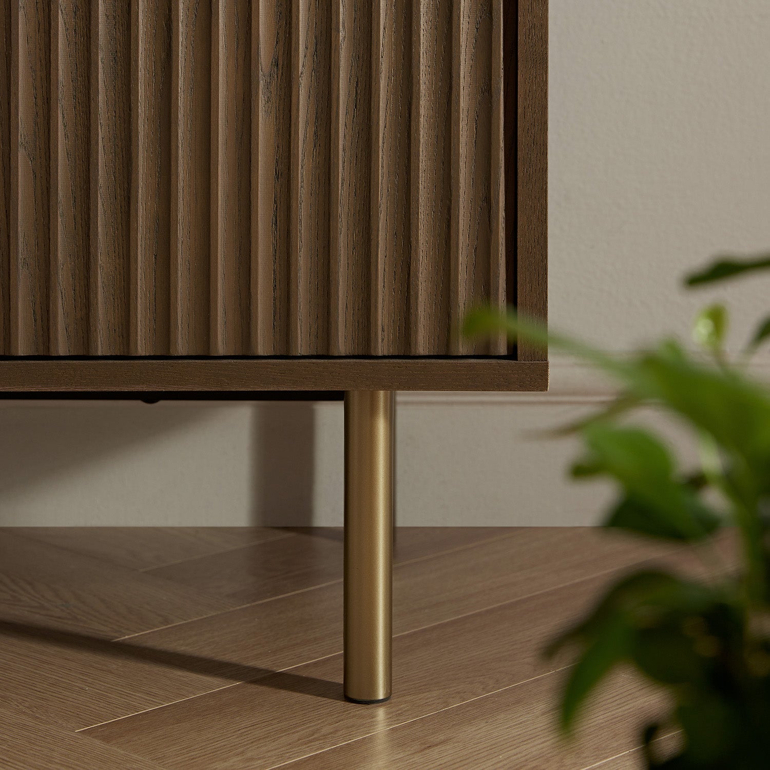 Richmond Ridged Highboard Storage Cabinet, Dark Ash