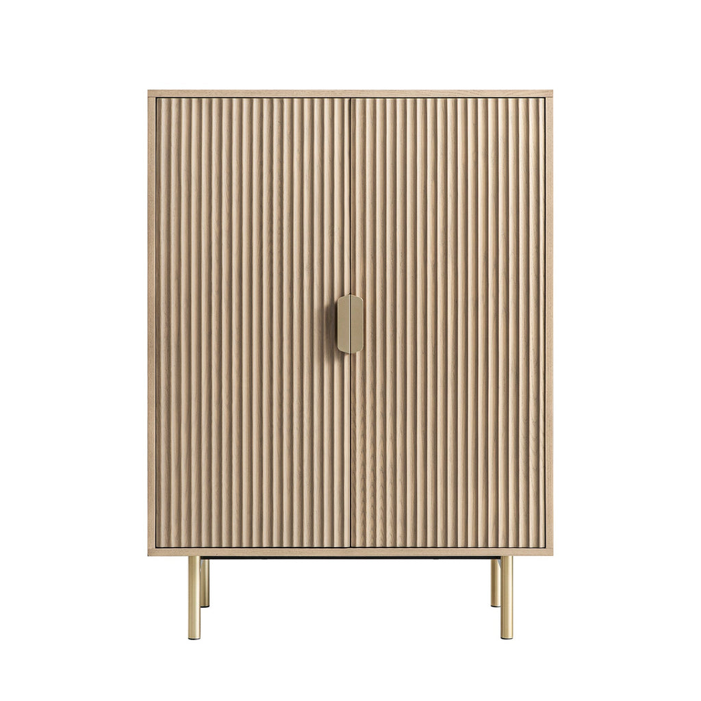 Richmond Ridged Highboard Storage Cabinet, Light Ash