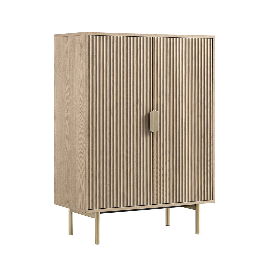 Richmond Ridged Highboard Storage Cabinet, Light Ash
