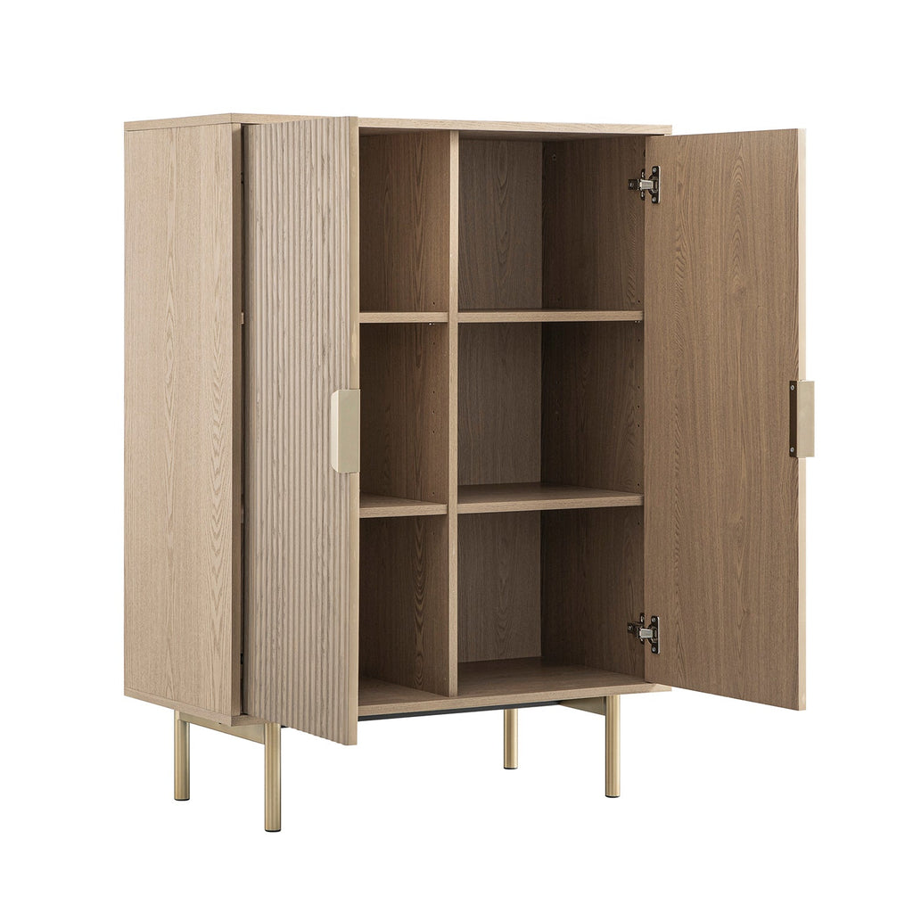 Richmond Ridged Highboard Storage Cabinet, Light Ash