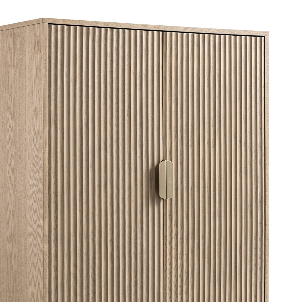 Richmond Ridged Highboard Storage Cabinet, Light Ash