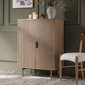 Richmond Ridged Highboard Storage Cabinet, Light Ash