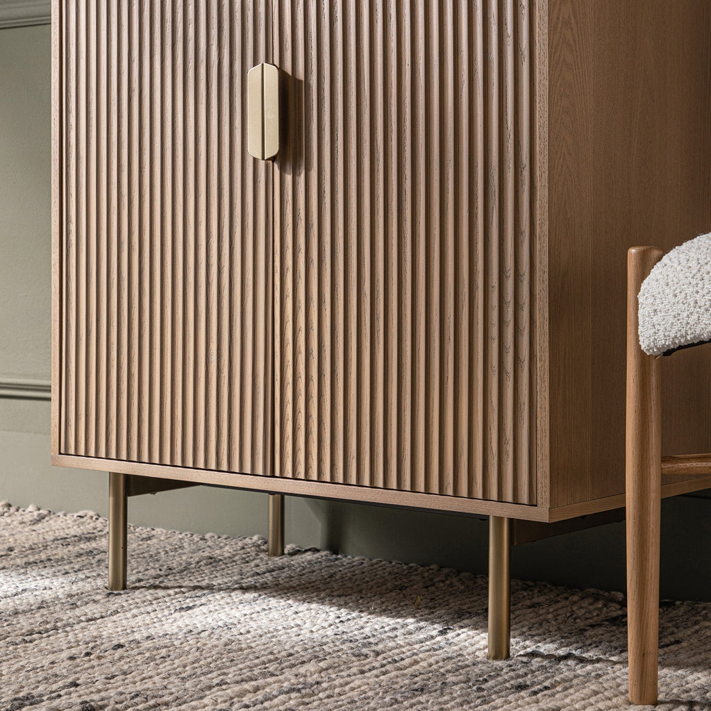 Richmond Ridged Highboard Storage Cabinet, Light Ash