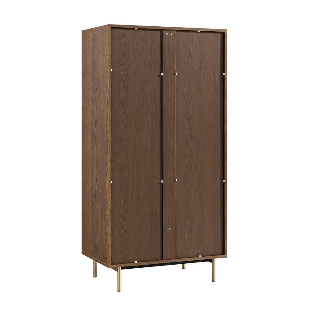 Richmond Ridged Double Wardrobe with Drawer, Dark Ash