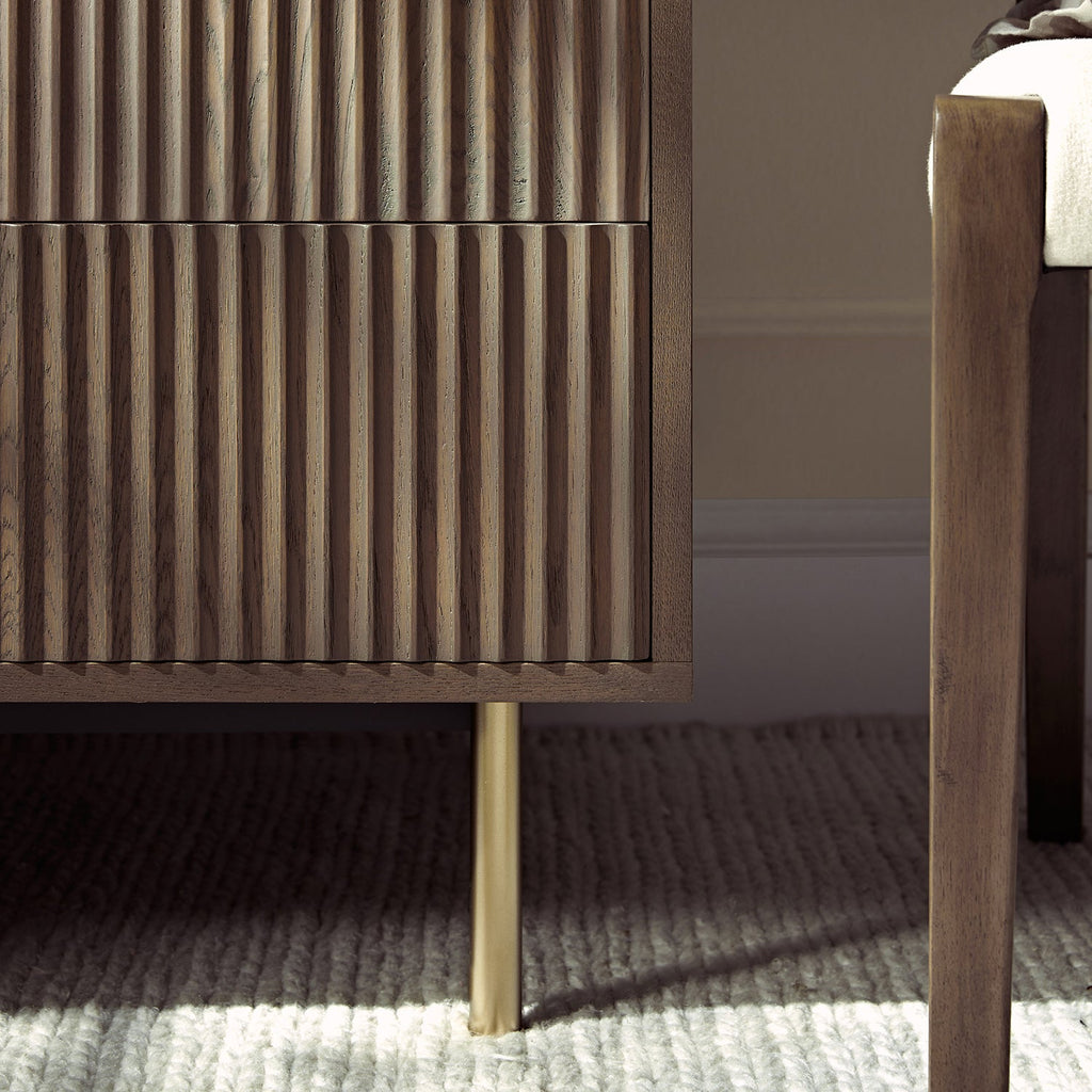 Richmond Ridged Double Wardrobe with Drawer, Dark Ash