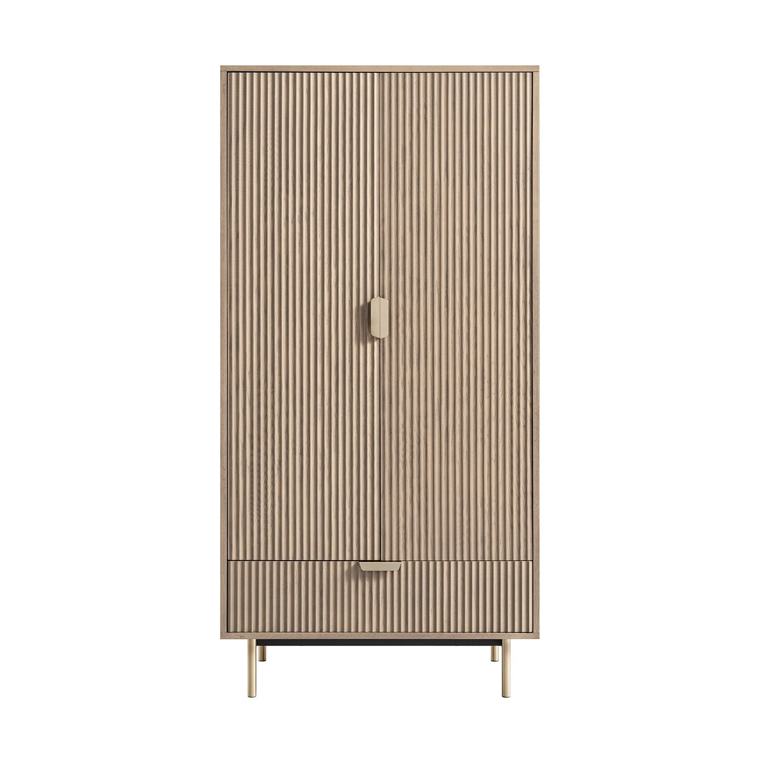 Richmond Ridged Double Wardrobe with Drawer, Light Ash