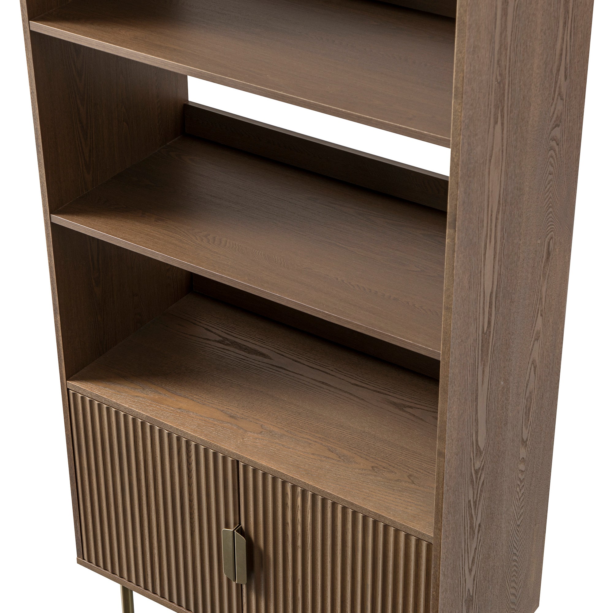 Richmond Ridged Tall Bookcase with Doors, Dark Ash