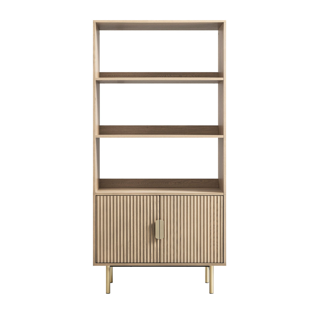 Richmond Ridged Tall Bookcase with Doors, Light Ash