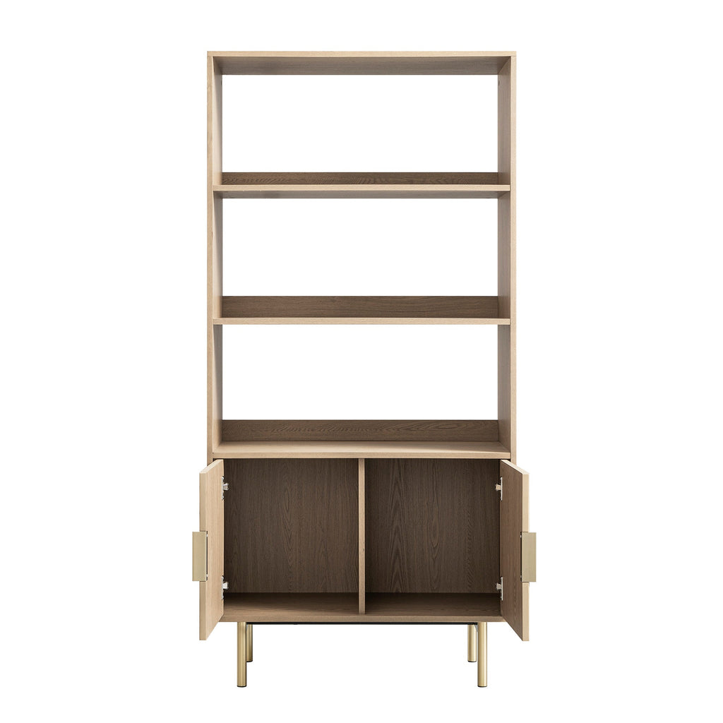 Richmond Ridged Tall Bookcase with Doors, Light Ash