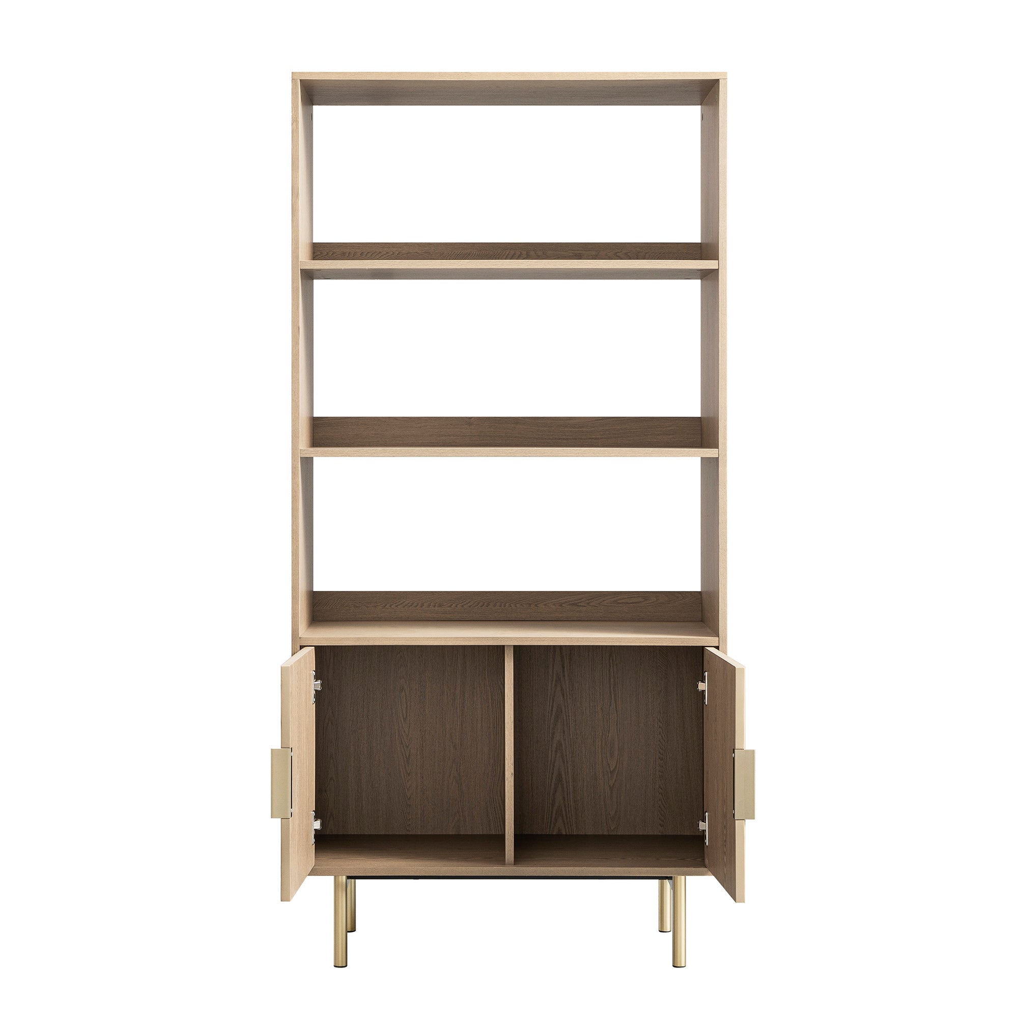 Richmond Ridged Tall Bookcase with Doors, Light Ash