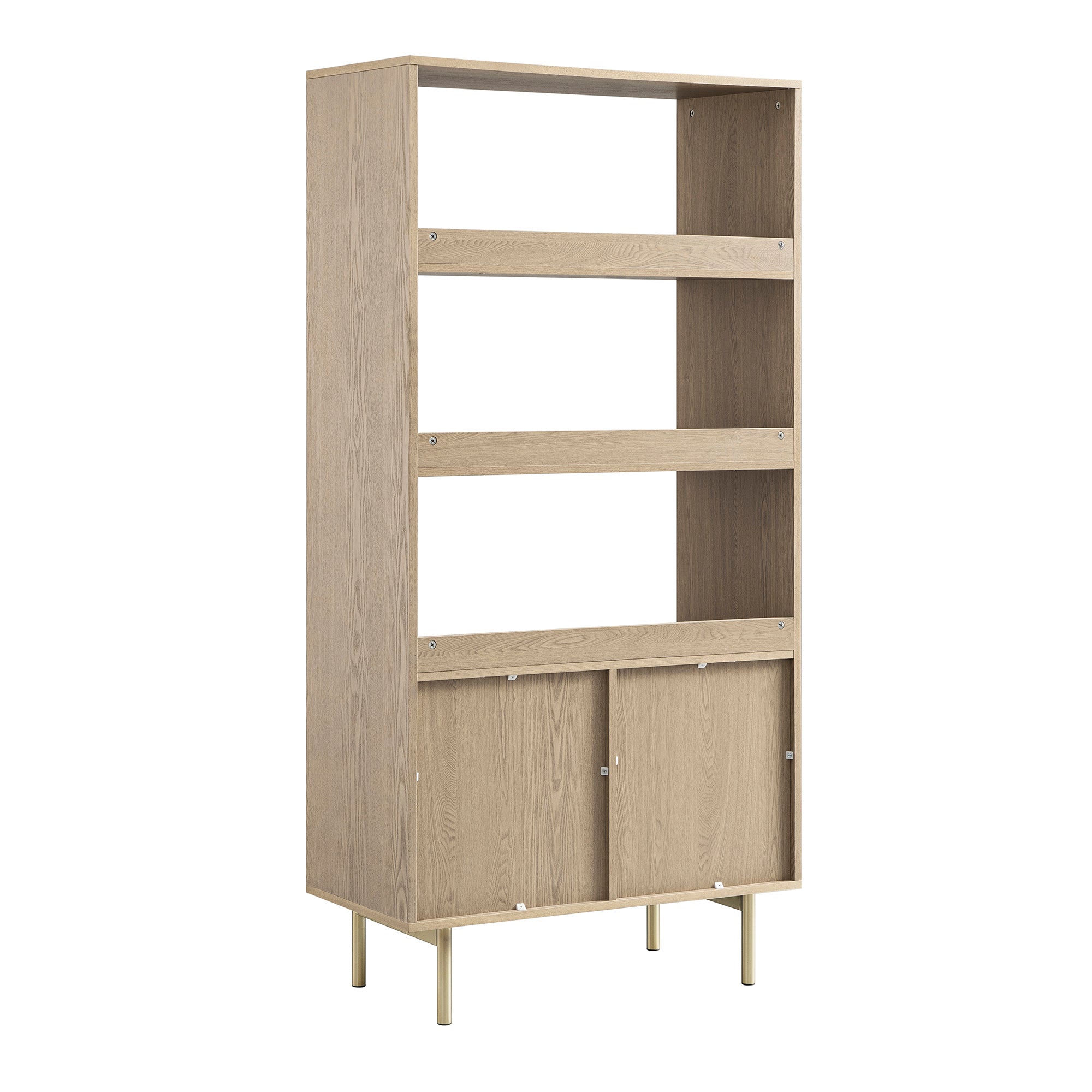 Richmond Ridged Tall Bookcase with Doors, Light Ash