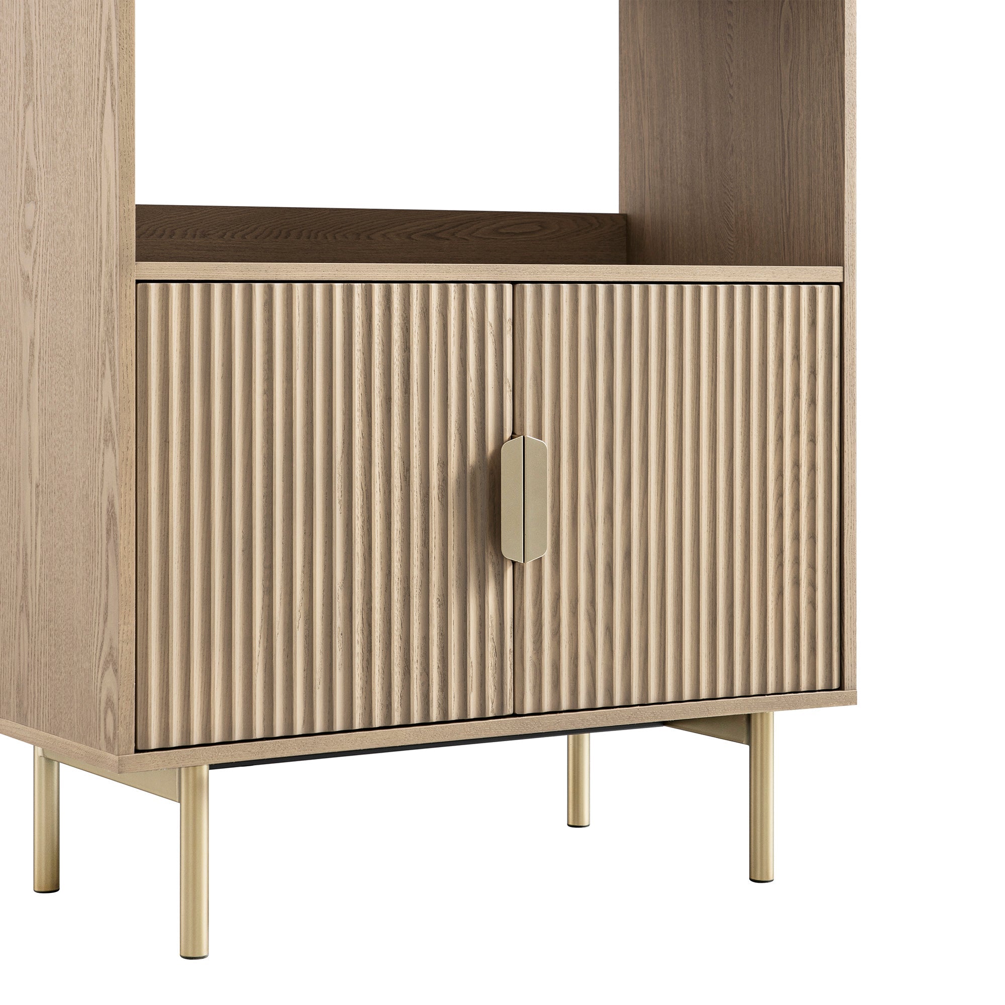 Richmond Ridged Tall Bookcase with Doors, Light Ash