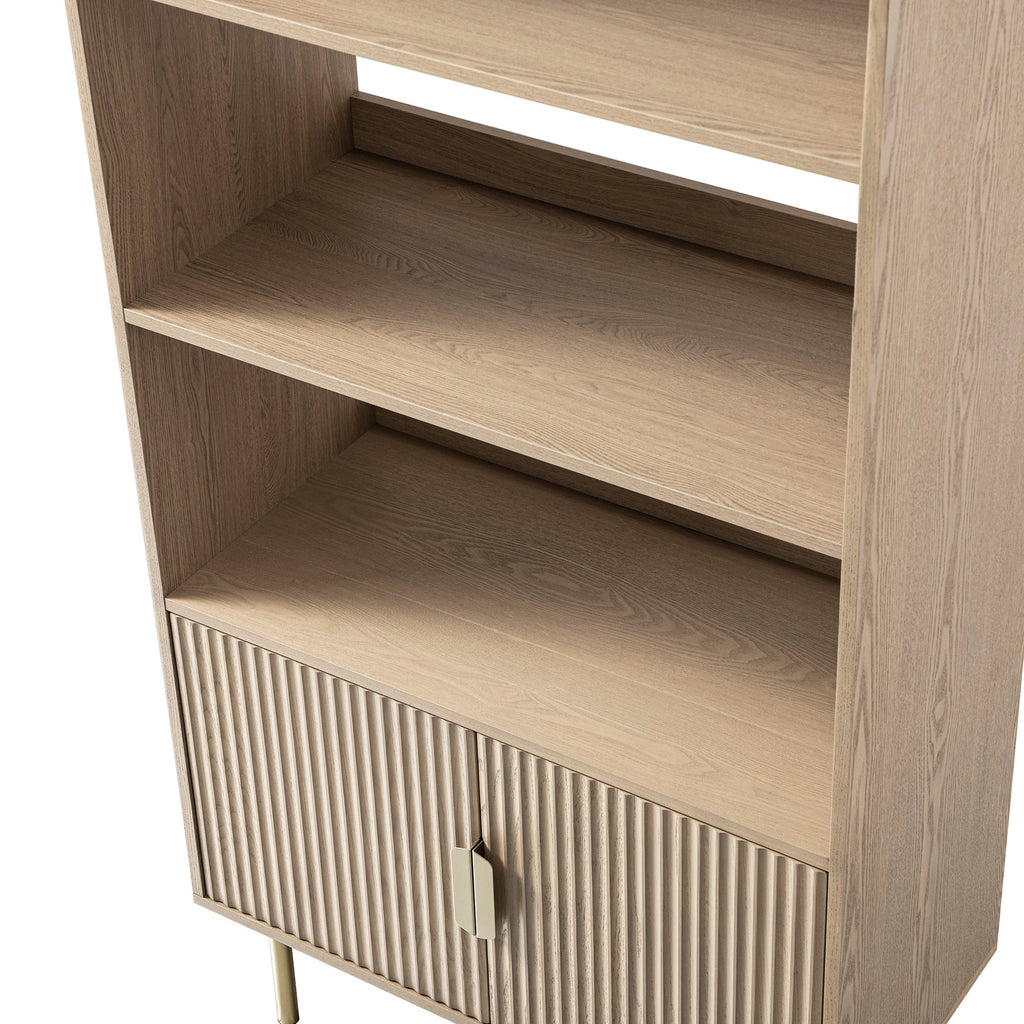 Richmond Ridged Tall Bookcase with Doors, Light Ash