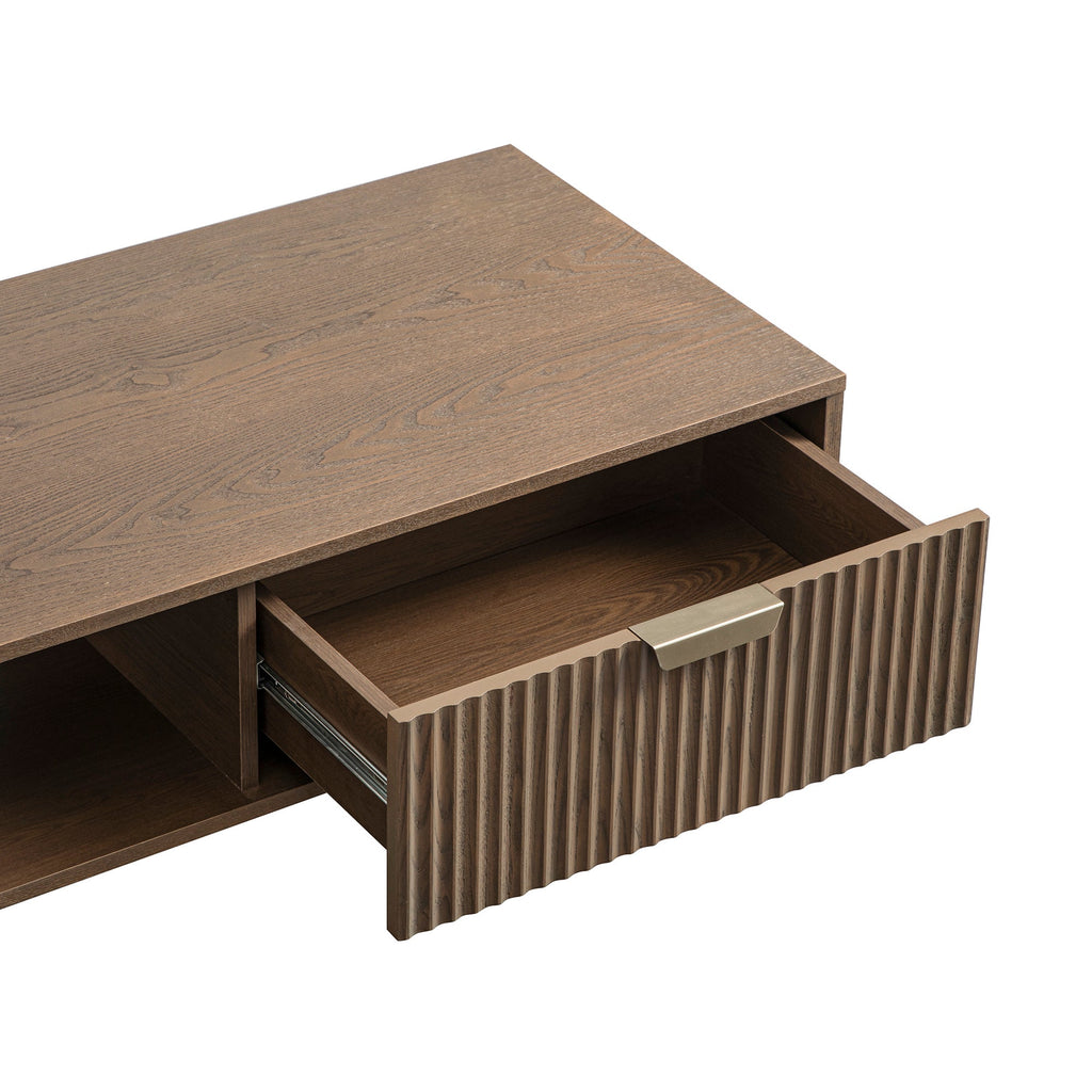 Richmond Ridged Coffee Table with Drawer, Dark Ash