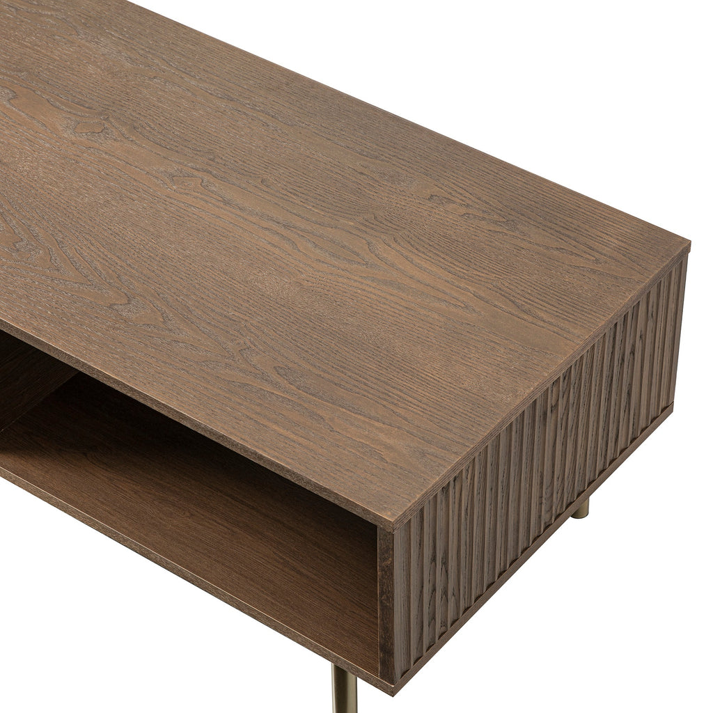 Richmond Ridged Coffee Table with Drawer, Dark Ash