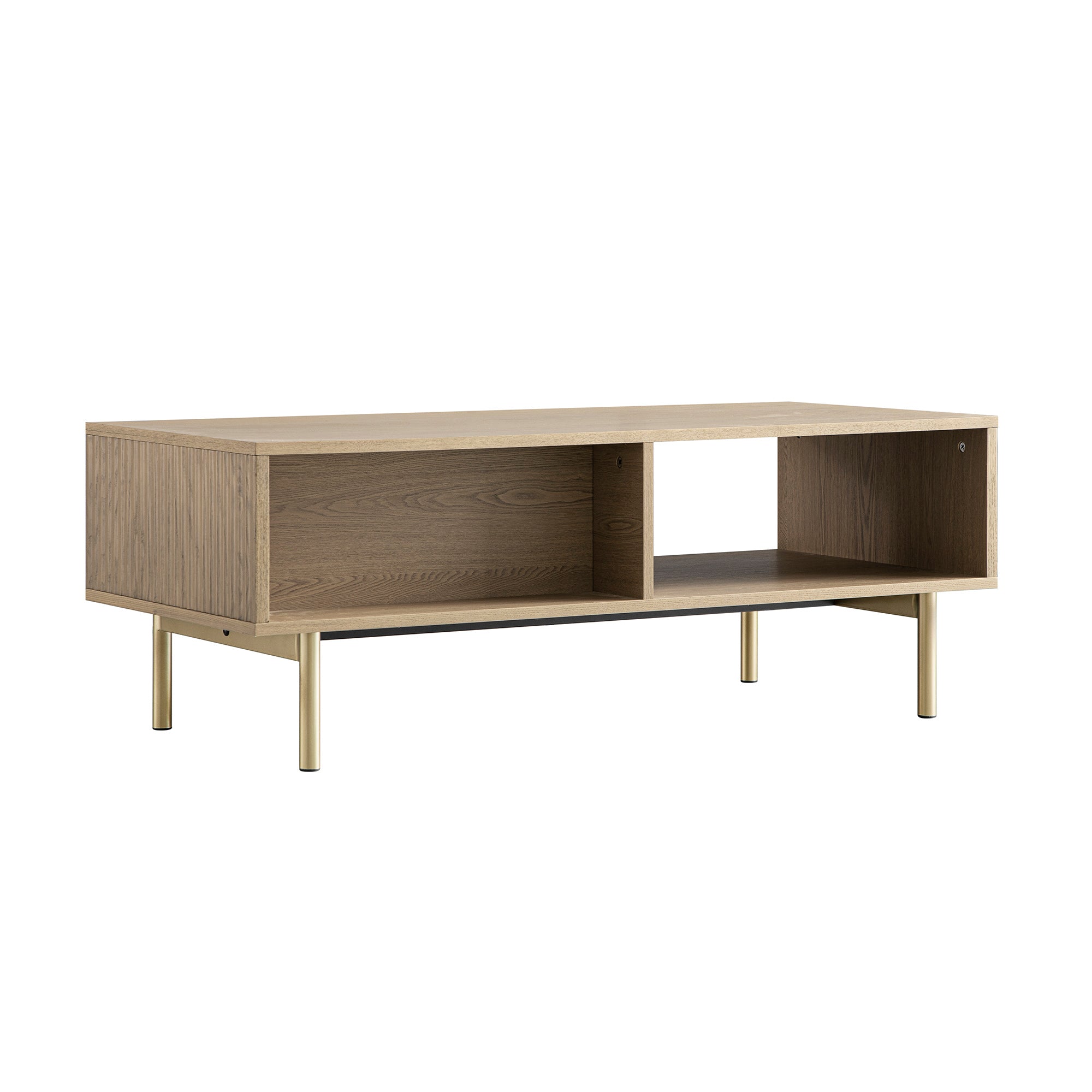 Richmond Ridged Coffee Table with Drawer, Light Ash
