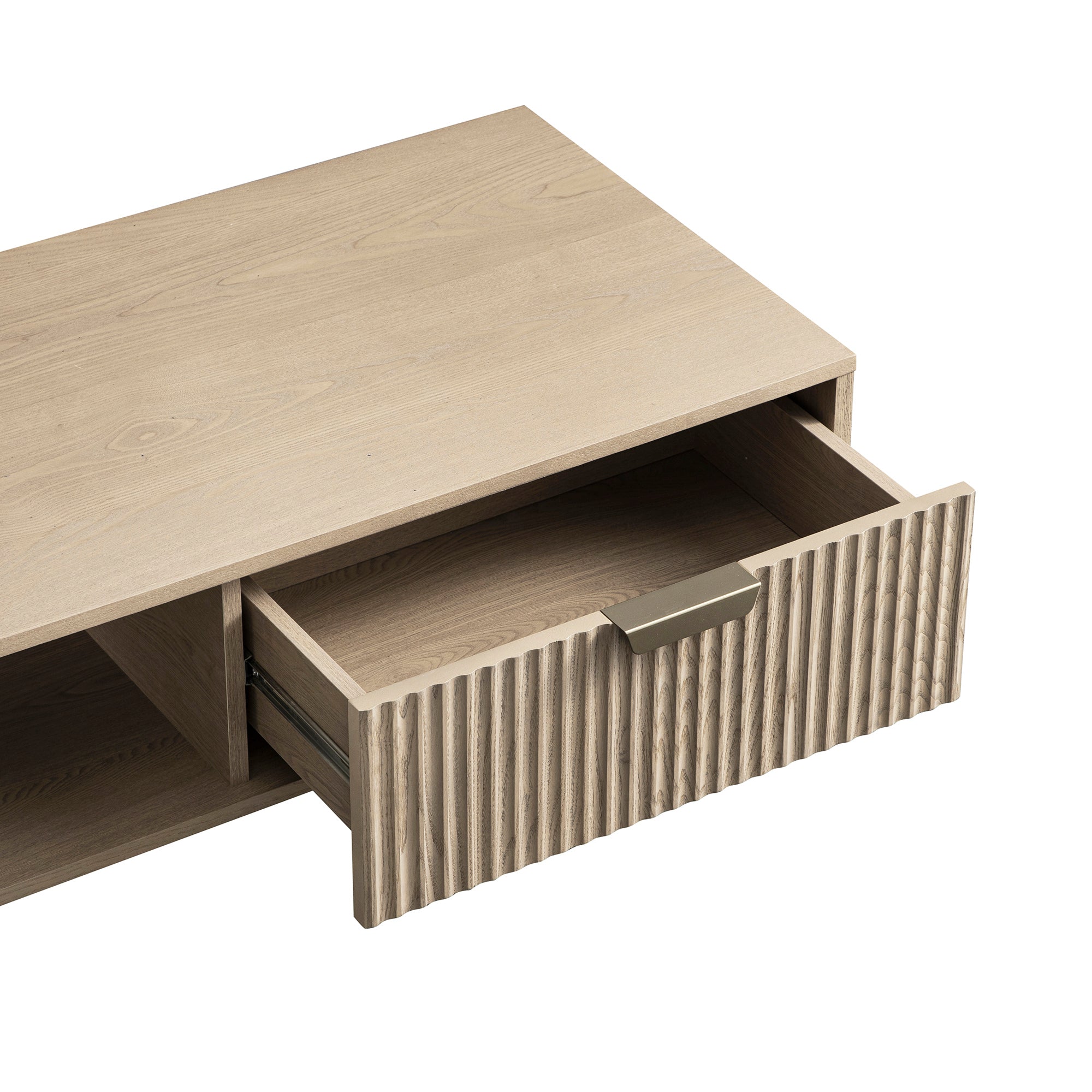 Richmond Ridged Coffee Table with Drawer, Light Ash