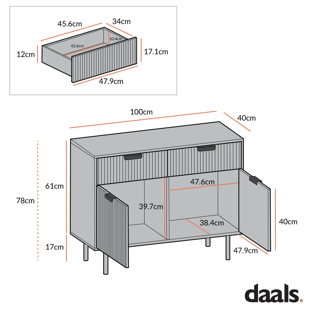 Richmond Ridged 2-Door Cabinet with Drawers, Light Ash