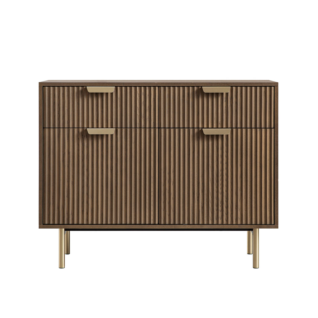 Richmond Ridged 2-Door Cabinet with Drawers, Dark Ash