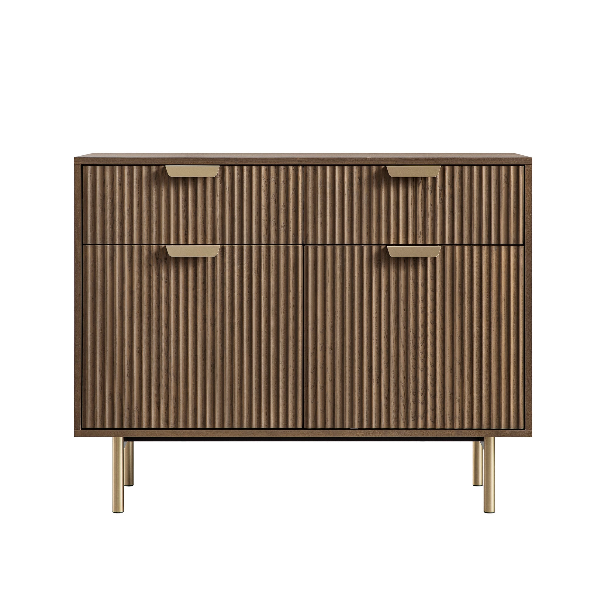 Richmond Ridged 2-Door Cabinet with Drawers, Dark Ash