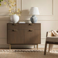 Richmond Ridged 2-Door Cabinet with Drawers, Dark Ash