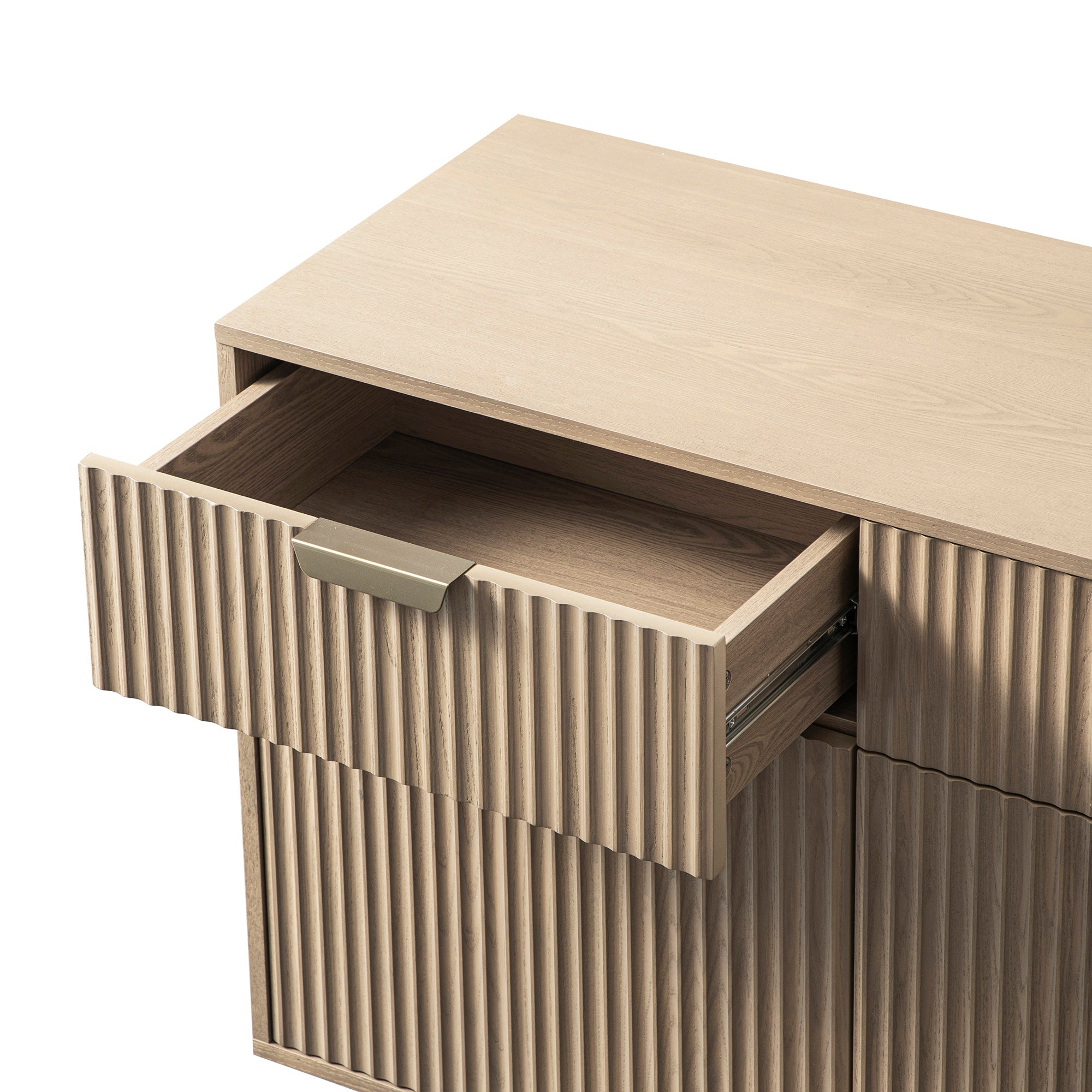 Richmond Ridged 2-Door Cabinet with Drawers, Light Ash