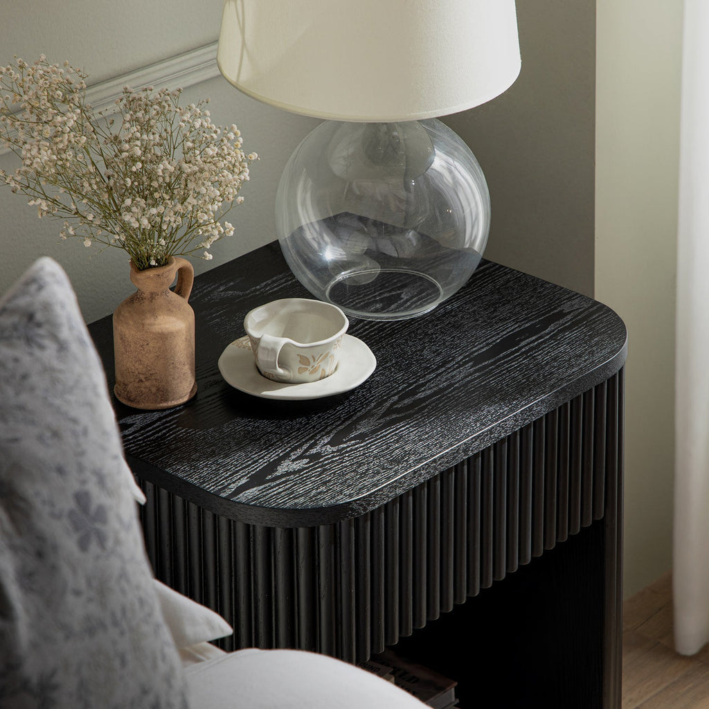 Maru 1-Drawer Bedside Table, Black