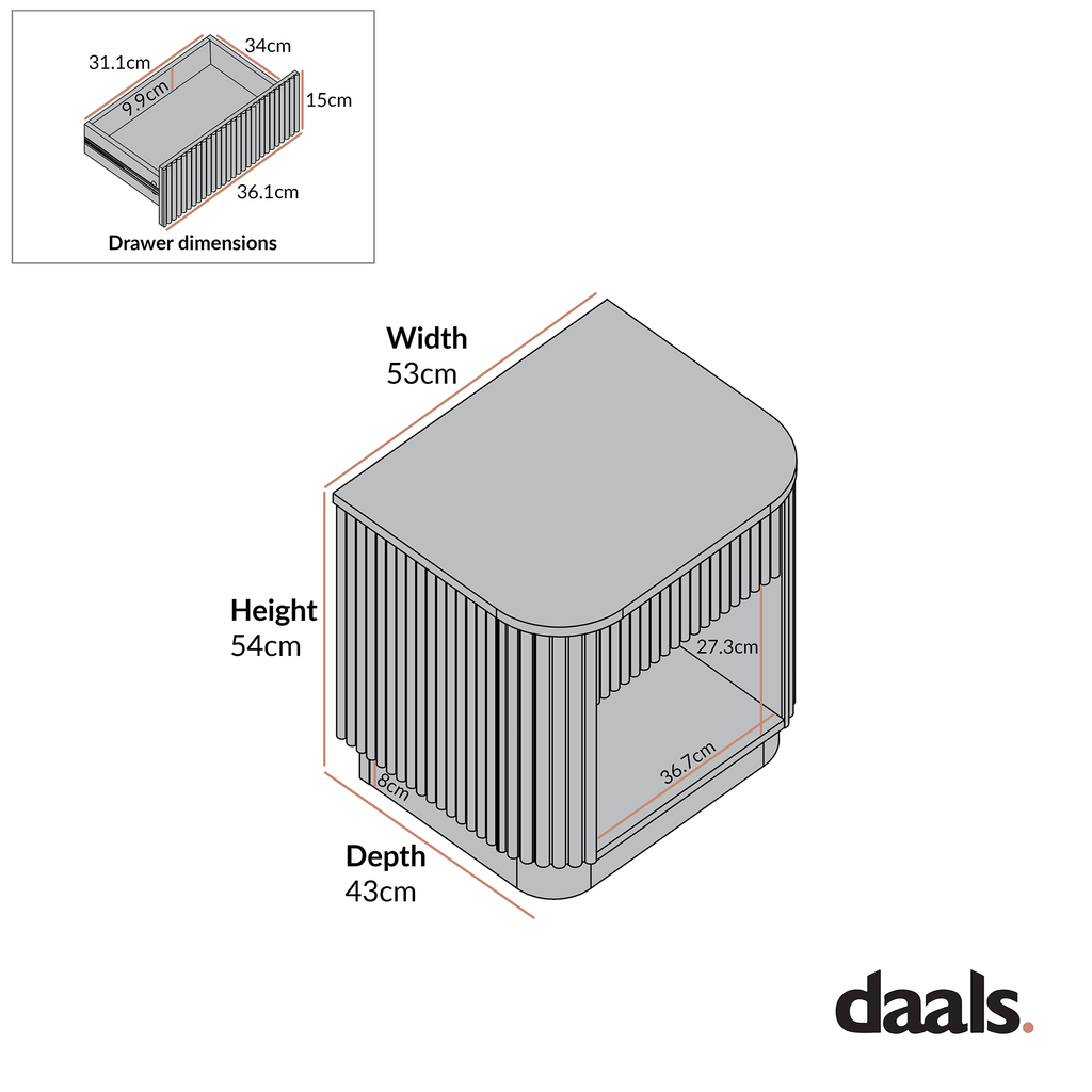 Maru 1-Drawer Bedside Table, Sage Green