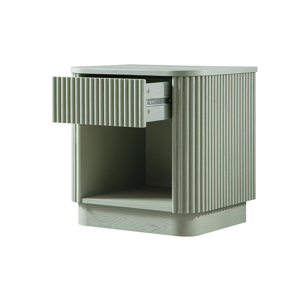 Maru 1-Drawer Bedside Table, Sage Green