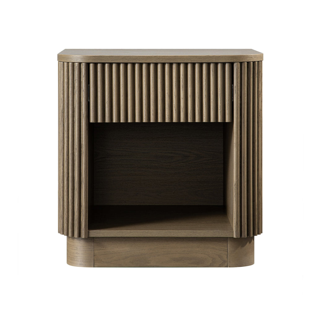 Maru 1-Drawer Bedside Table, Silver Oak